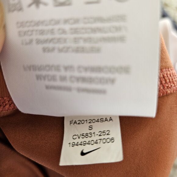 Nike Dri-Fit Womens Leggings sz Small Brown Pink Blue Logo Retro Swoosh - Picture 9 of 9